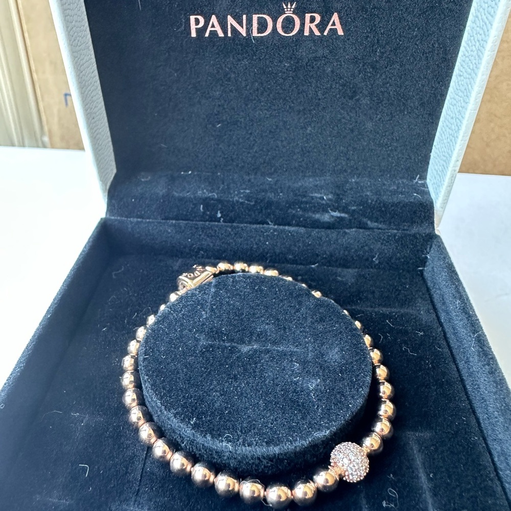 Pandora Rose Gold Beaded Bracelet with Sparkling Bead
